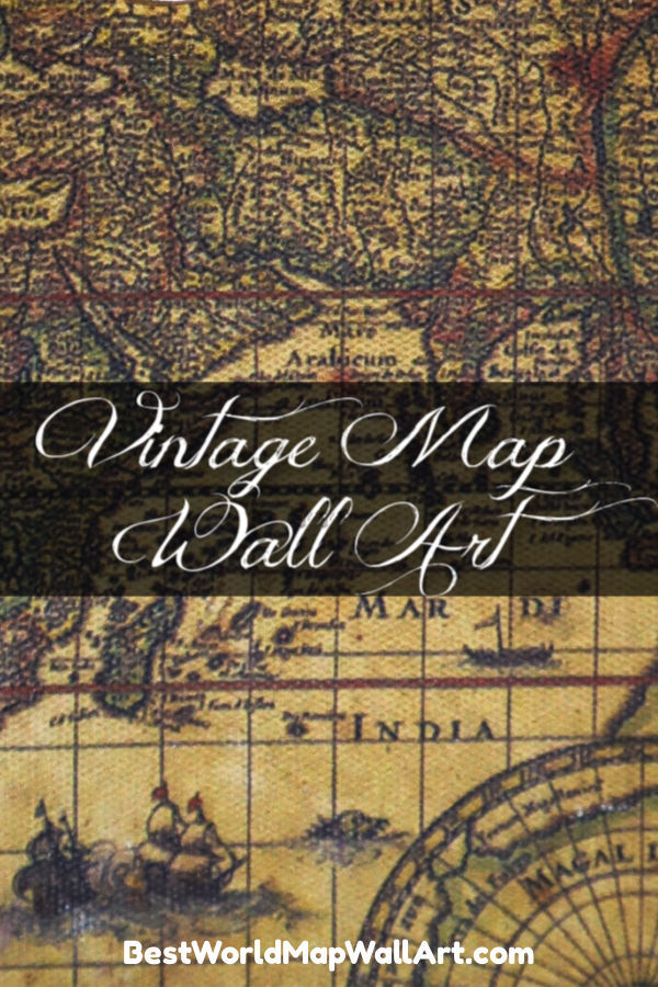 Vintage Map Wall Art by BestWorldMapWallArt.com